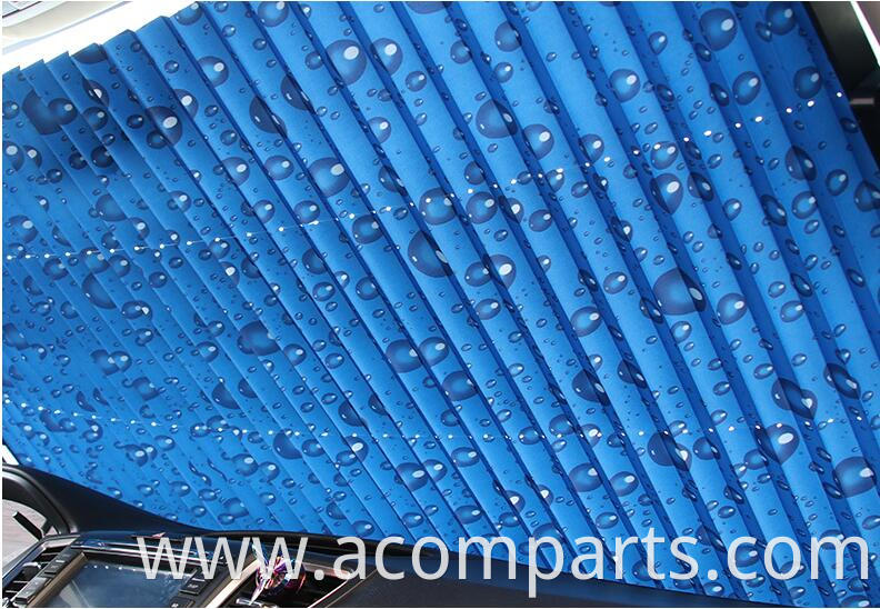Polyester aluminum coated raindrop blue printed anti uv cheap customized auto car sunshade
